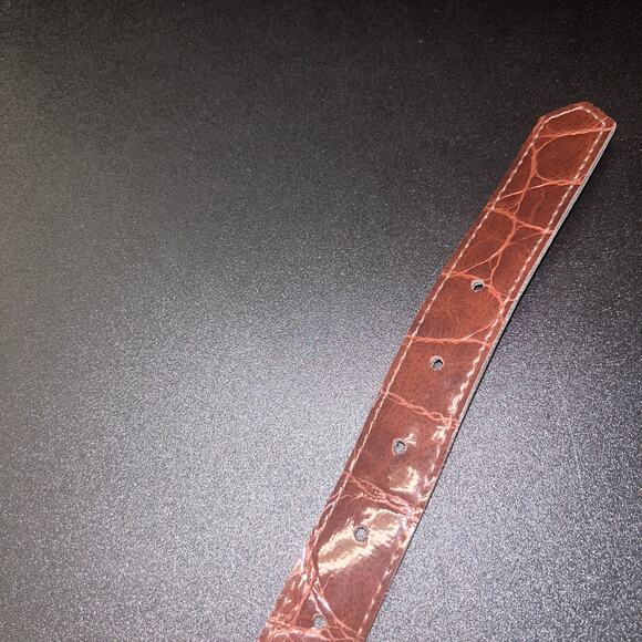 Brown Textured Faux Leather Gold-Tone Hardware Adjustable Belt Women's Size 12 - Picture 9 of 9